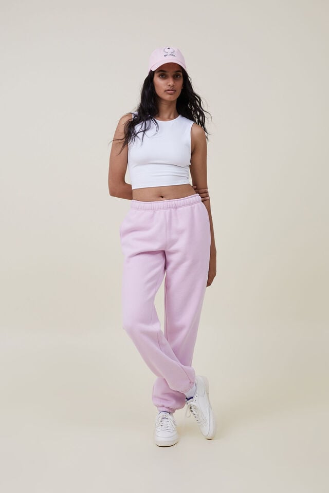 Cotton On Plush Essential Gym Sweatpant Pink Lavender