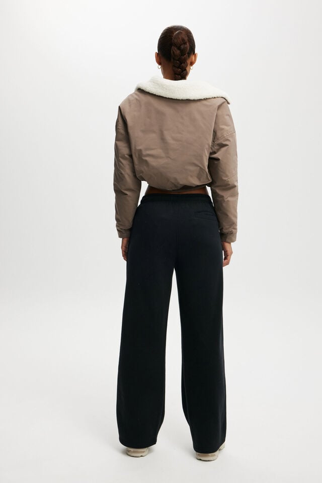 Cotton On Plush Essential Straight Leg Sweatpant Black