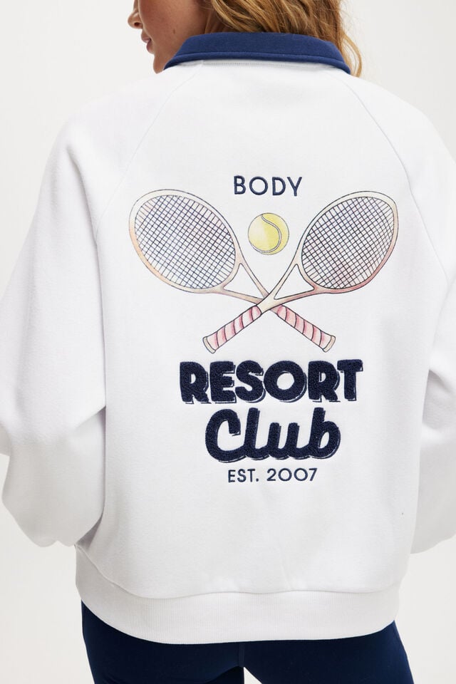 Cotton On Plush Graphic Polo White/heritage Blue/resort Club