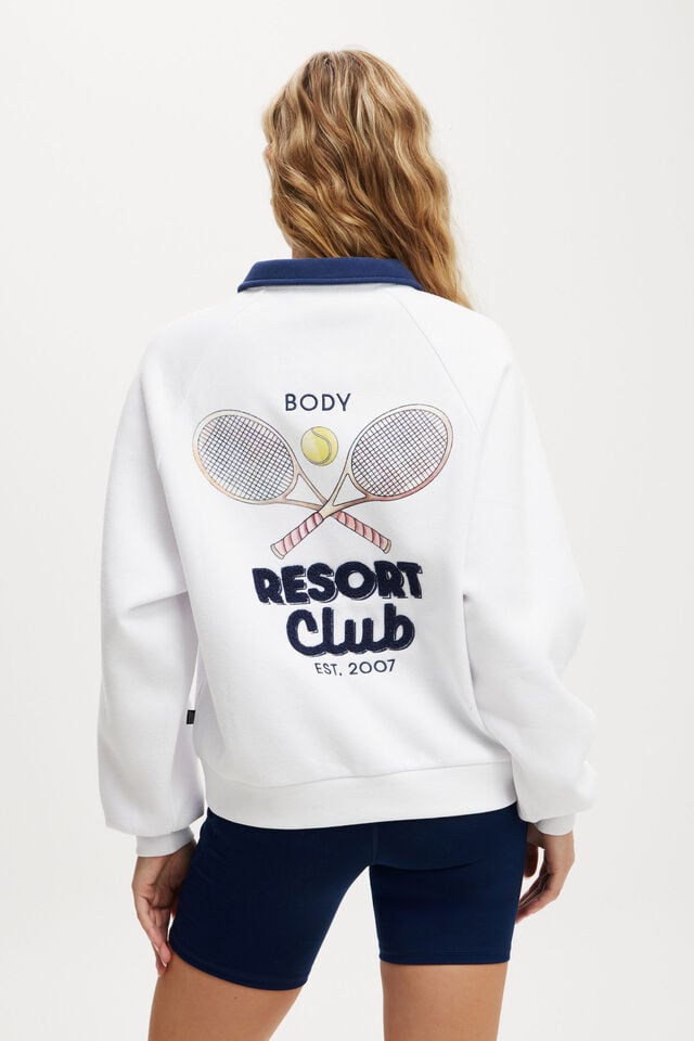 Cotton On Plush Graphic Polo White/heritage Blue/resort Club