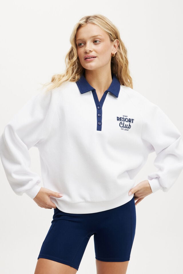 cotton on Plush Graphic Polo white/heritage blue/resort club