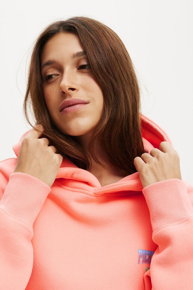 Cotton On Plush Premium Graphic Hoodie Apricot Blush/retro Resort