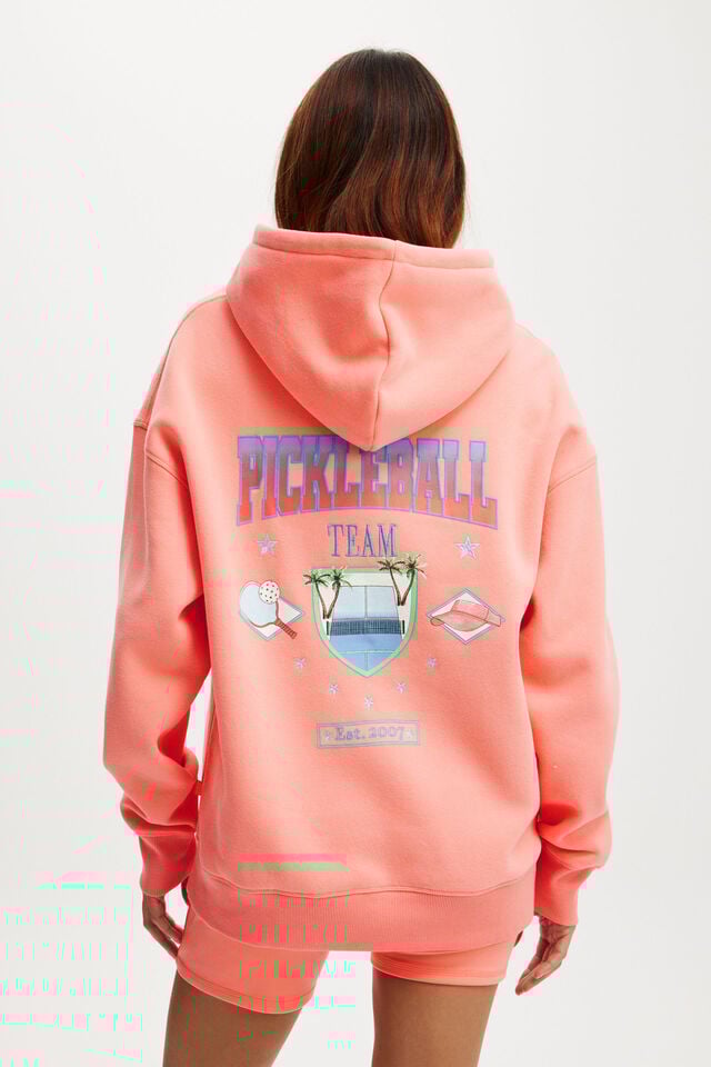 Cotton On Plush Premium Graphic Hoodie Apricot Blush/retro Resort