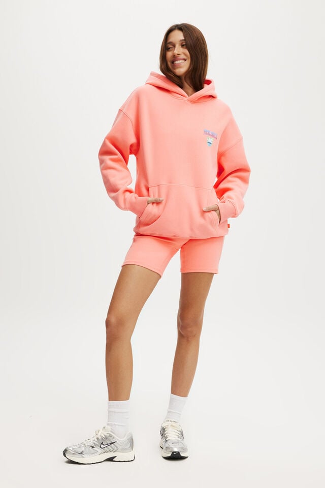 Cotton On Plush Premium Graphic Hoodie Apricot Blush/retro Resort