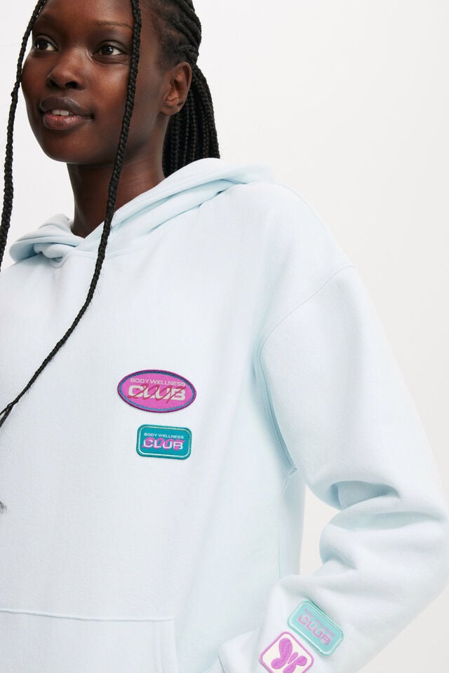 Cotton On Plush Premium Graphic Hoodie Clear Water/badge