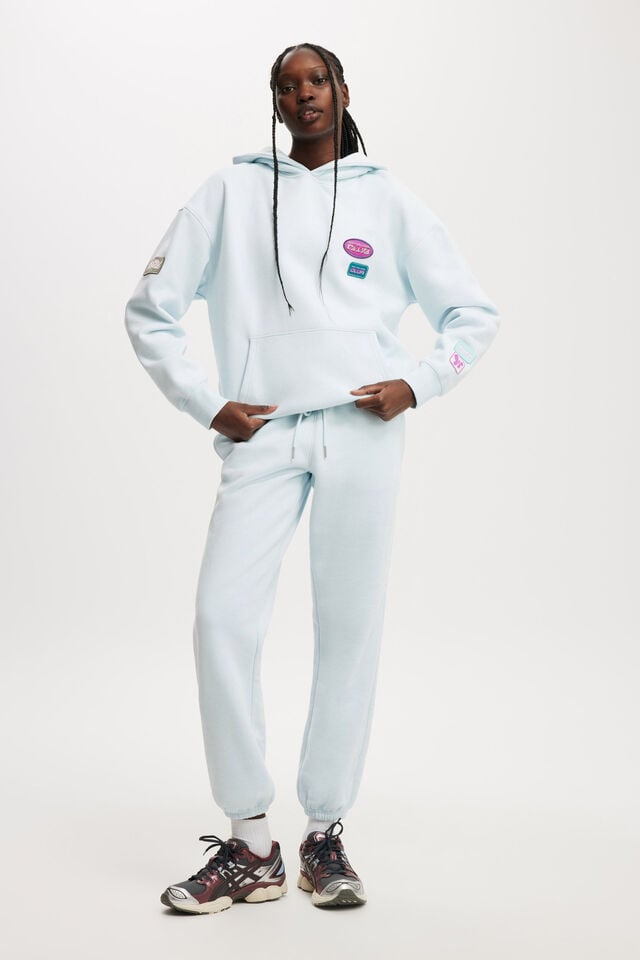 Cotton On Plush Premium Graphic Hoodie Clear Water/badge