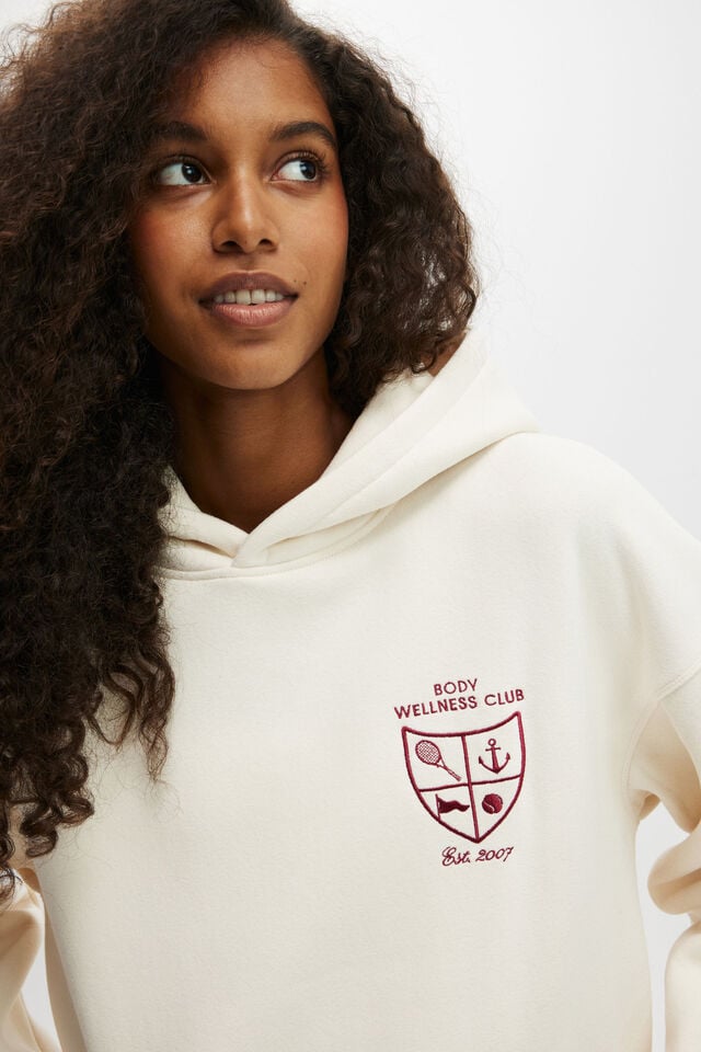 Cotton On Plush Premium Graphic Hoodie Coconut Milk/heritage Wellness Club