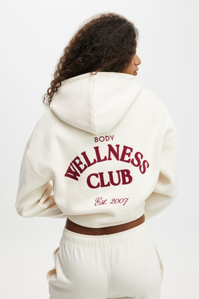 Cotton On Plush Premium Graphic Hoodie Coconut Milk/heritage Wellness Club