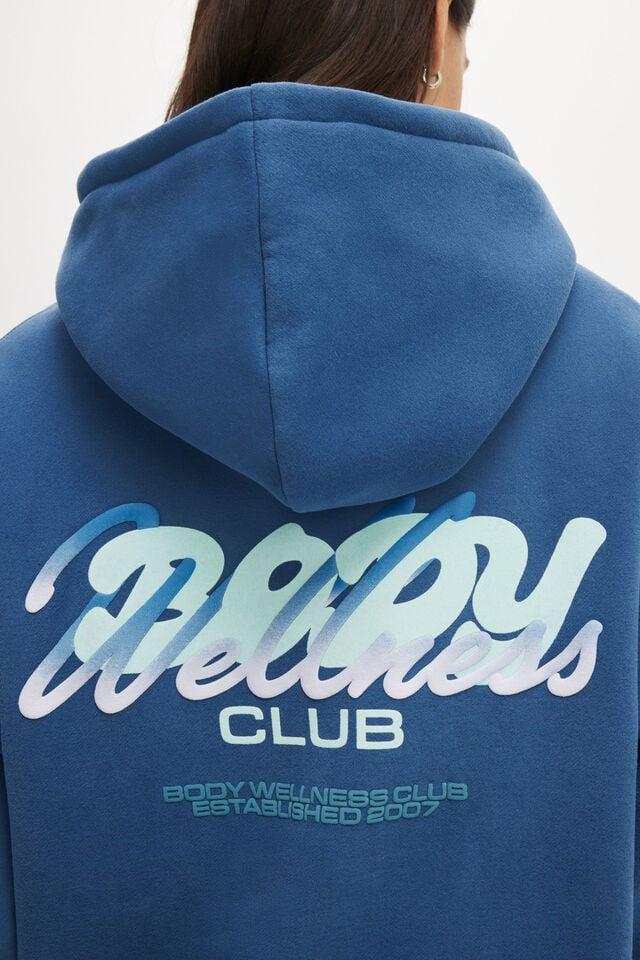 Cotton On Plush Premium Graphic Hoodie Deep Blue/bwc Interlaced