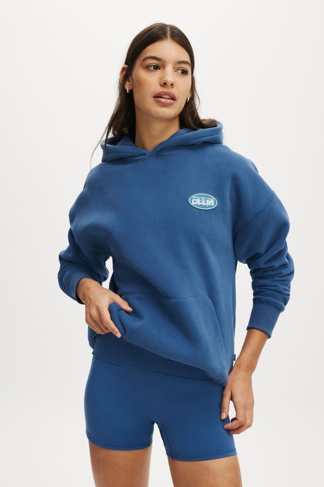 cotton on Plush Premium Graphic Hoodie deep blue/bwc interlaced