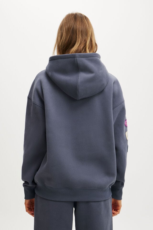 Cotton On Plush Premium Graphic Hoodie Folkstone Grey/badge