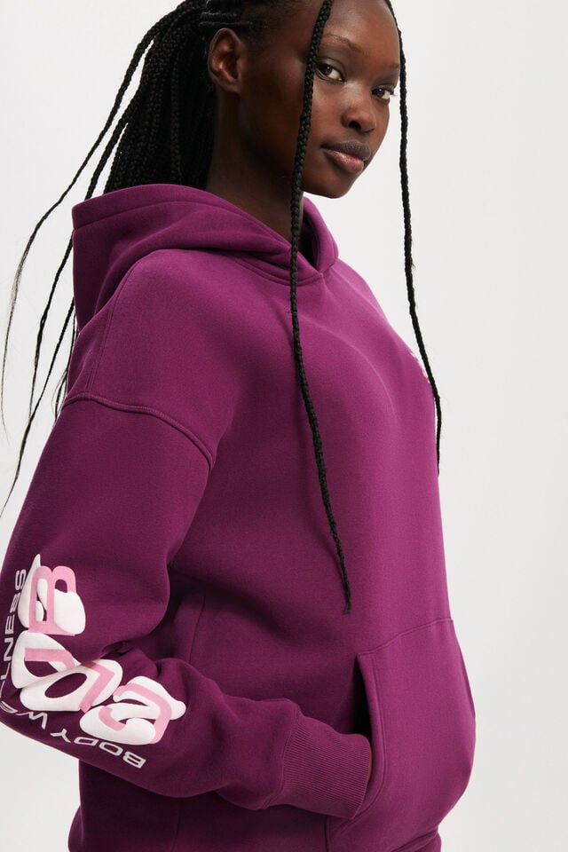 Cotton On Plush Premium Graphic Hoodie Grape Juice/bwc Interlaced