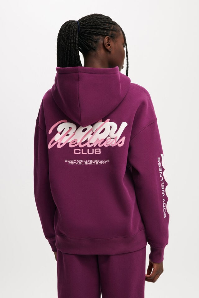 Cotton On Plush Premium Graphic Hoodie Grape Juice/bwc Interlaced