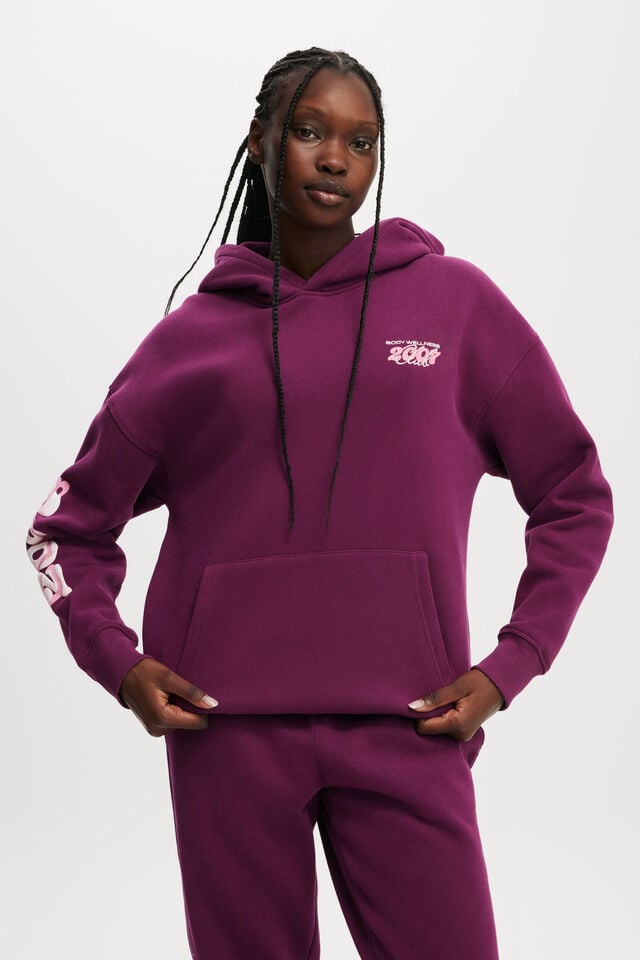 cotton on Plush Premium Graphic Hoodie grape juice/bwc interlaced