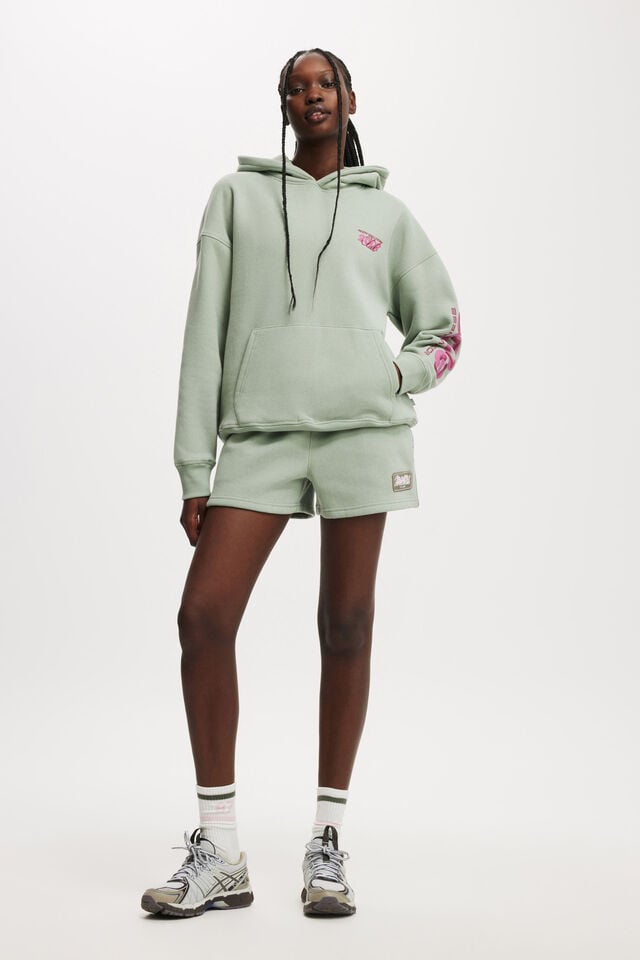 Cotton On Plush Premium Graphic Hoodie Iceberg Green/bwc Interlaced