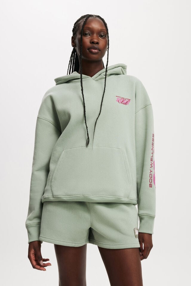 cotton on Plush Premium Graphic Hoodie iceberg green/bwc interlaced