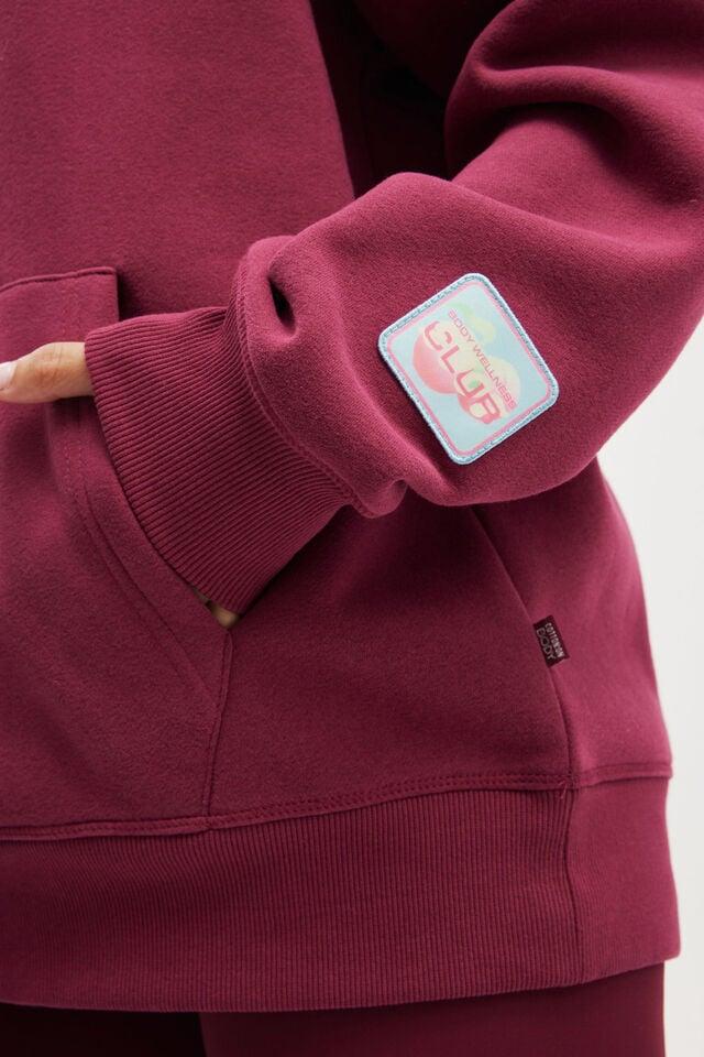 Cotton On Plush Premium Graphic Hoodie Sangria/badge