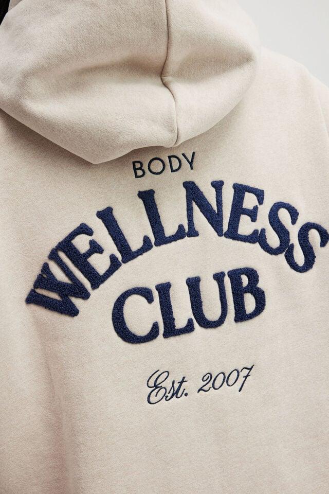 Cotton On Plush Premium Graphic Hoodie Sesame Marle/heritage Wellness Club