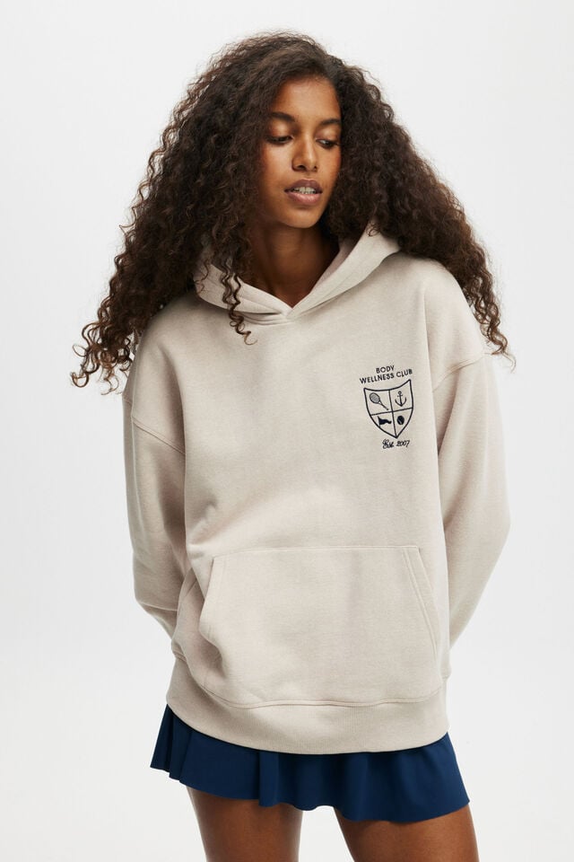 cotton on Plush Premium Graphic Hoodie sesame marle/heritage wellness club