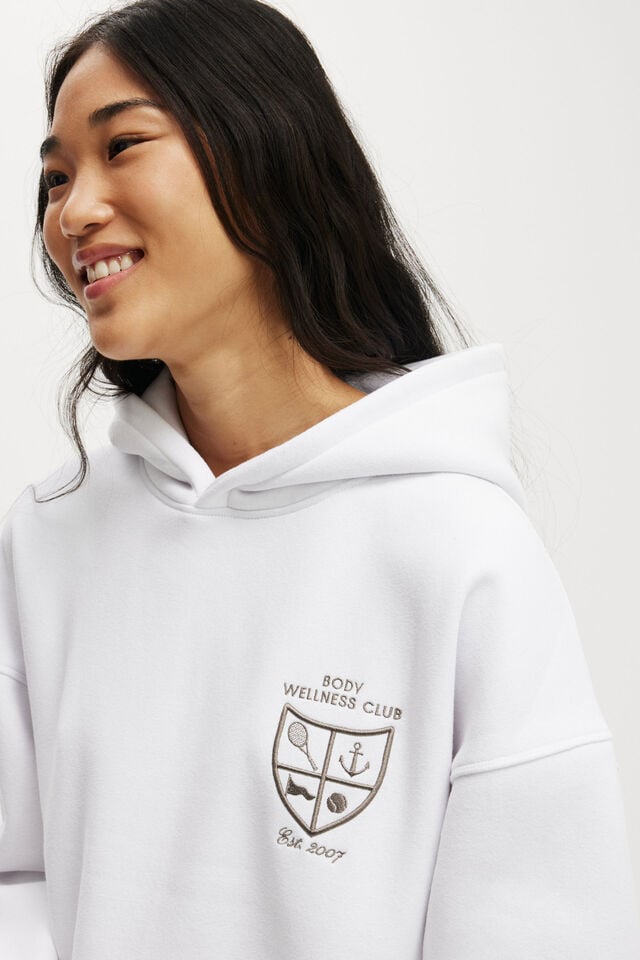 Cotton On Plush Premium Graphic Hoodie White/heritage Wellness Club