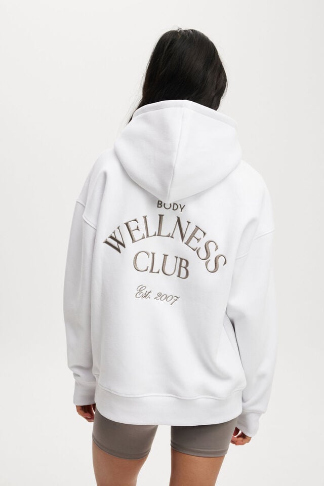 Cotton On Plush Premium Graphic Hoodie White/heritage Wellness Club