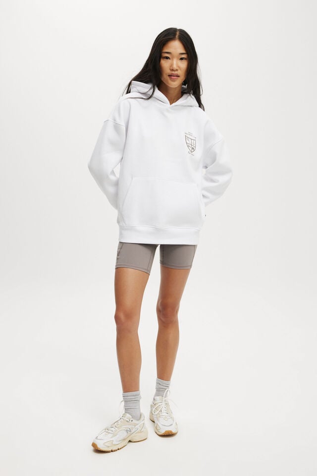 Cotton On Plush Premium Graphic Hoodie White/heritage Wellness Club