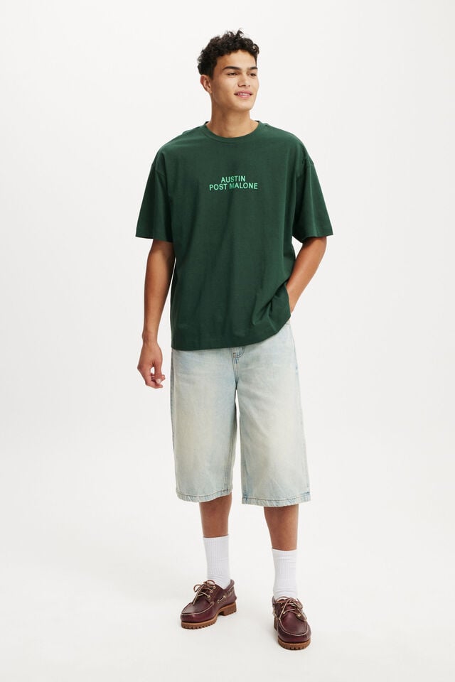 Cotton On Post Malone Box Fit T-Shirt Lcn Bra Pineneedle Green/post Malone -sign Me