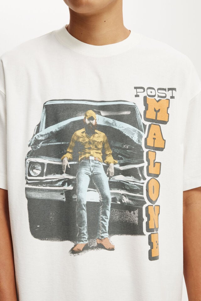 Cotton On Post Malone Box Fit T-Shirt Lcn Bra Vintage White/post Malone - Pick Up T