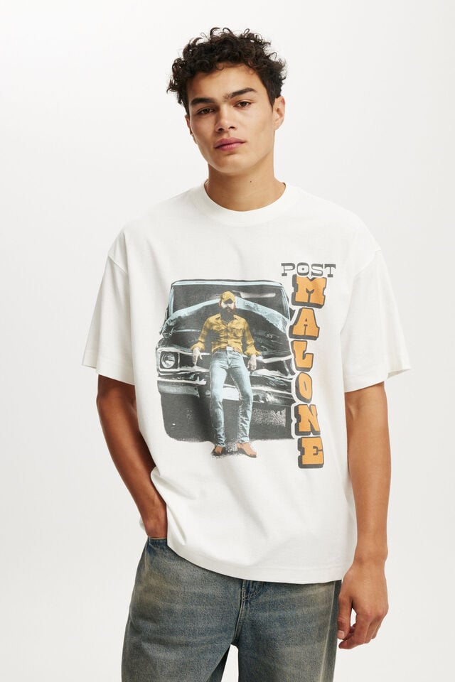 cotton on Post Malone Box Fit T-Shirt lcn bra vintage white/post malone - pick up t