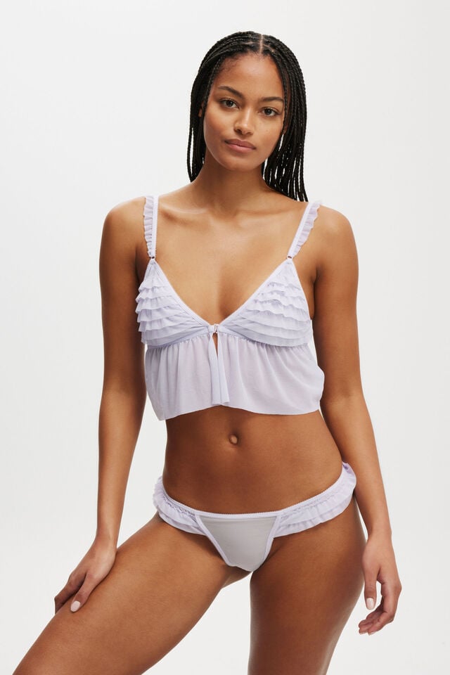 cotton on Rara Ruffle Longline Bralette washed thistle