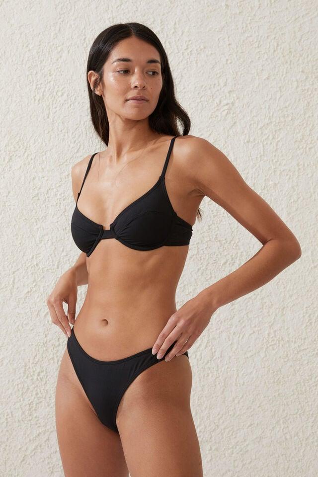 Cotton On Refined High Side Brazilian Bikini Bottom Black