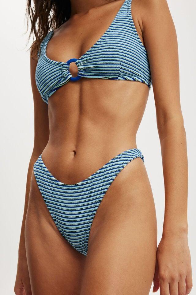 Cotton On Refined High Side Brazilian Bikini Bottom Blue/black Terry Stripe