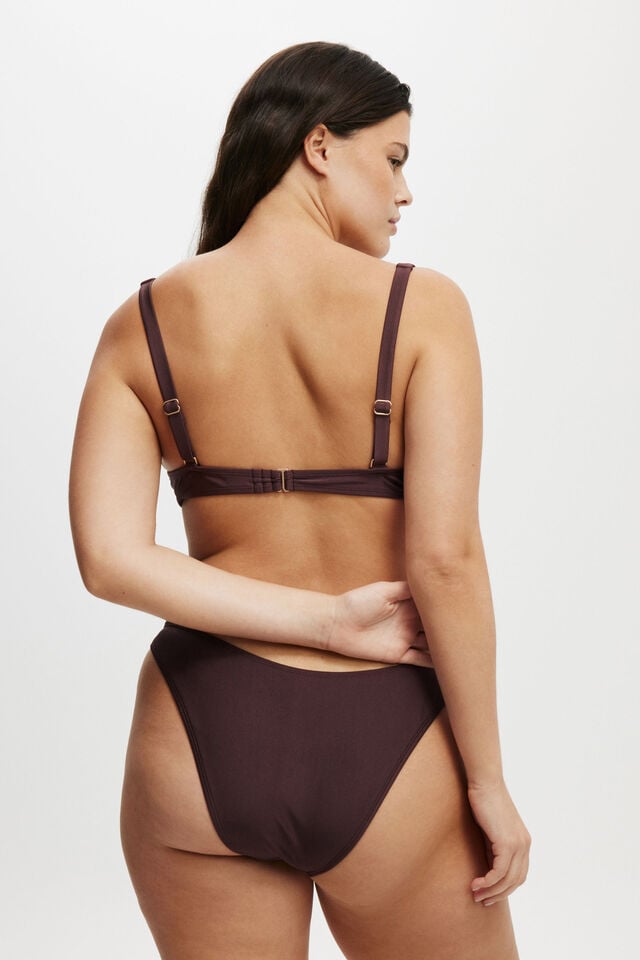 Cotton On Refined High Side Brazilian Bikini Bottom Willow Brown Shimmer