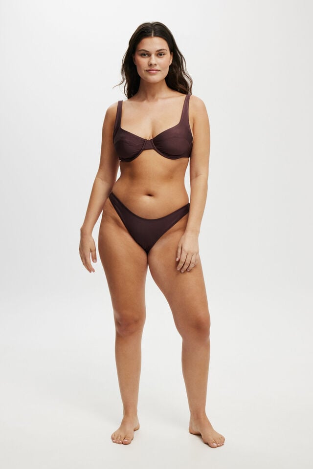 cotton on Refined High Side Brazilian Bikini Bottom willow brown shimmer