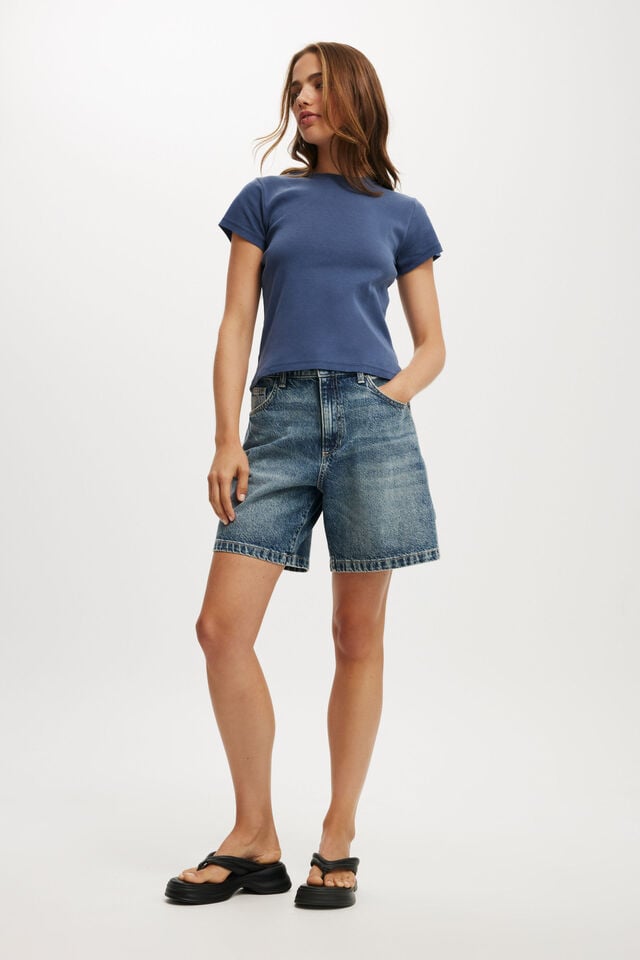 Cotton On Relaxed Denim Short Highway Blue/ Carpenter