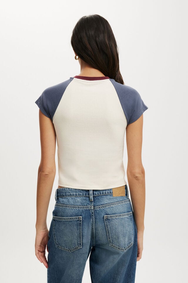 Cotton On Retro Raglan Graphic Tee Wild Heart/coconut/sour Cherry