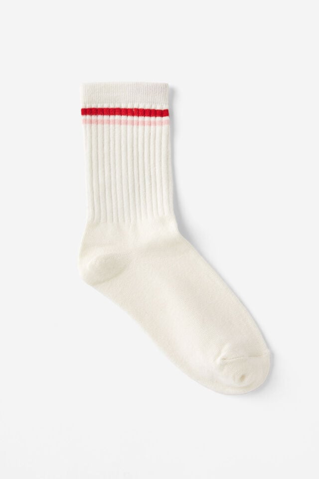 cotton on Retro Sporty Crew Sock pearl/multi stripe