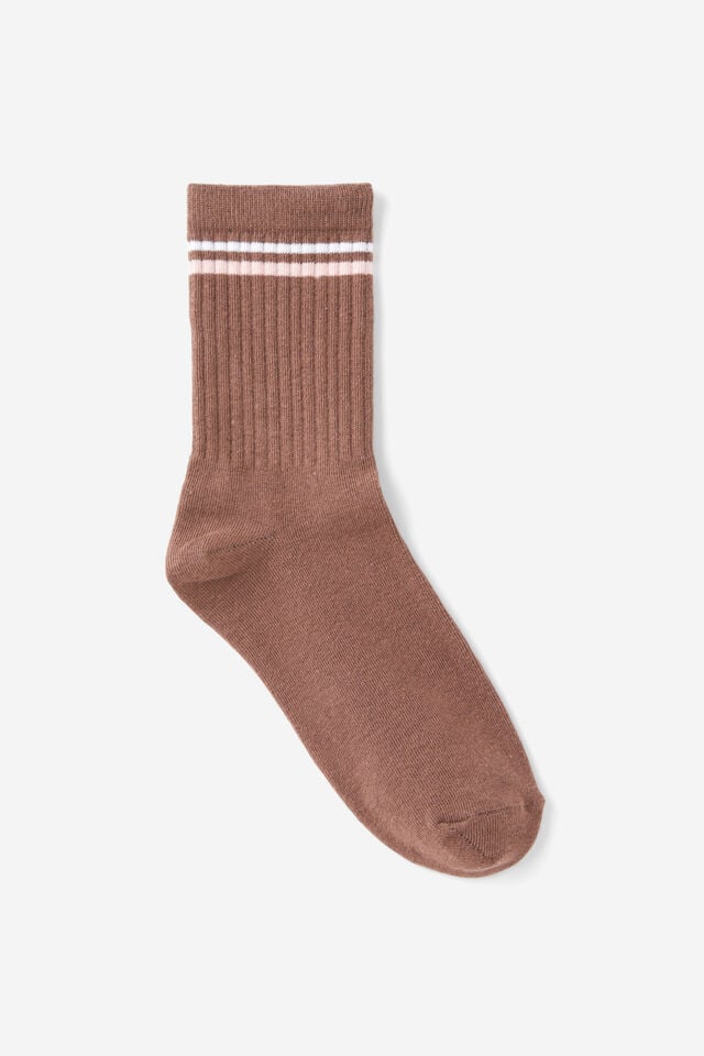 cotton on Retro Sporty Crew Sock texas brown/multi stripe