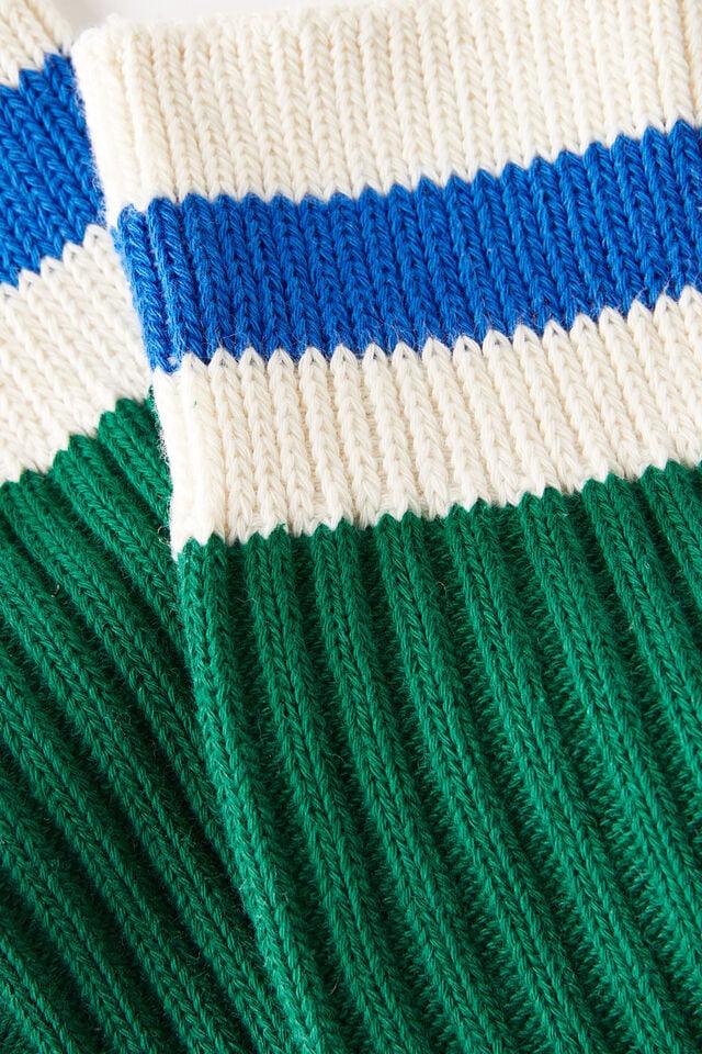 Cotton On Rib Stripe Sock College Green/bone/royal Blue