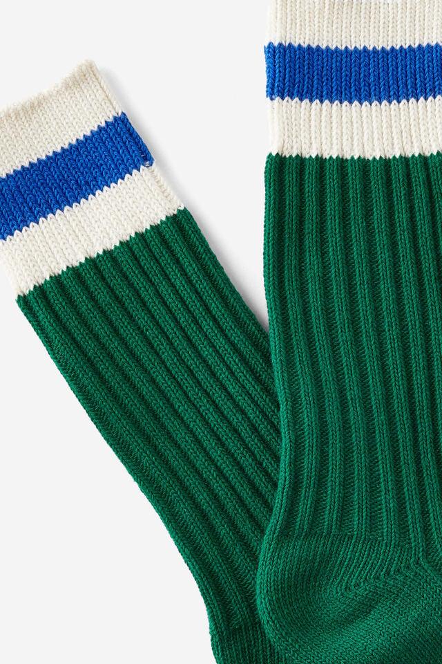 Cotton On Rib Stripe Sock College Green/bone/royal Blue
