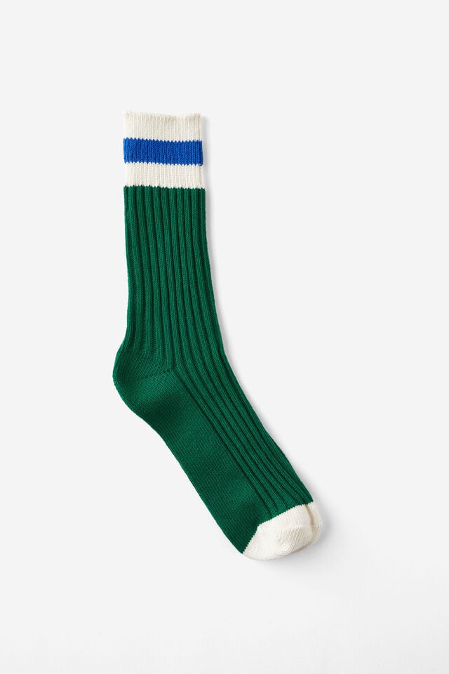 cotton on Rib Stripe Sock college green/bone/royal blue