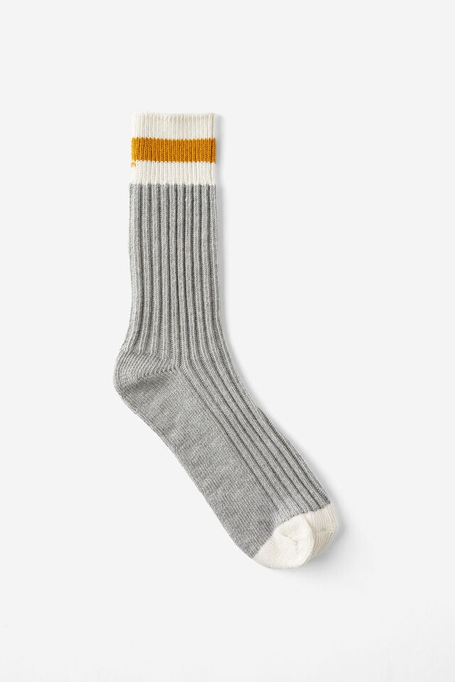 cotton on Rib Stripe Sock lt grey marle/bone/vintage gold