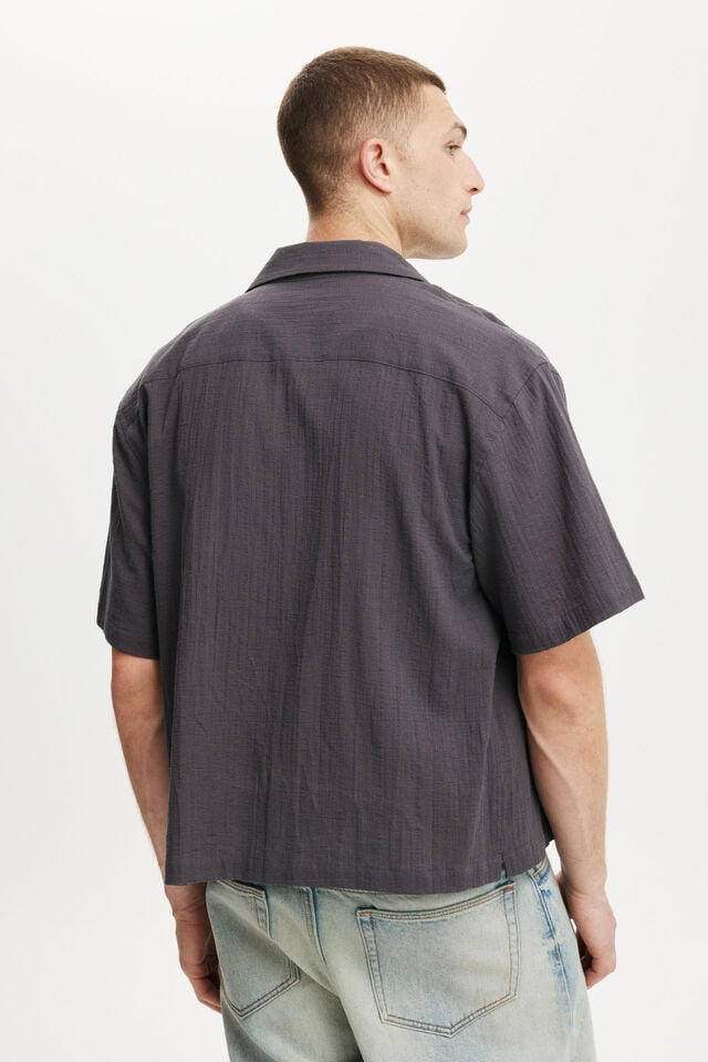 Cotton On Riviera Box Fit Short Sleeve Shirt Faded Slate