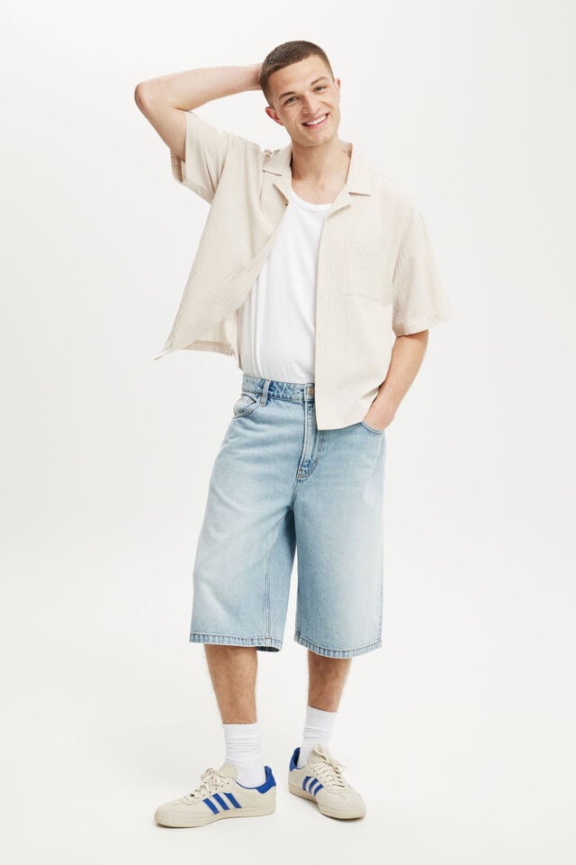 Cotton On Riviera Box Fit Short Sleeve Shirt Light Taupe