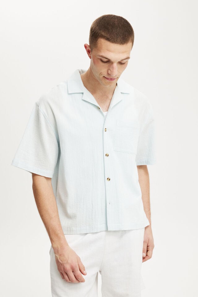 cotton on Riviera Box Fit Short Sleeve Shirt sky blue