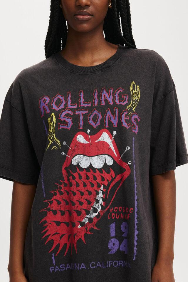 Cotton On Rolling Stones Boxy Graphic Tee Lcn Br Rolling Stones Voodoo/ Washed Black
