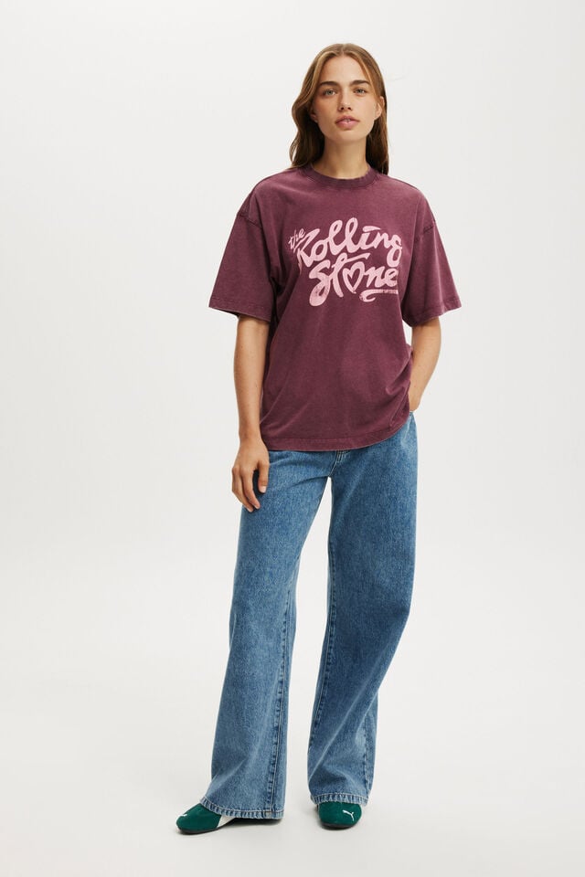 cotton on Rolling Stones Boxy Graphic Tee lcn bra rolling stones heart/ sour cherry