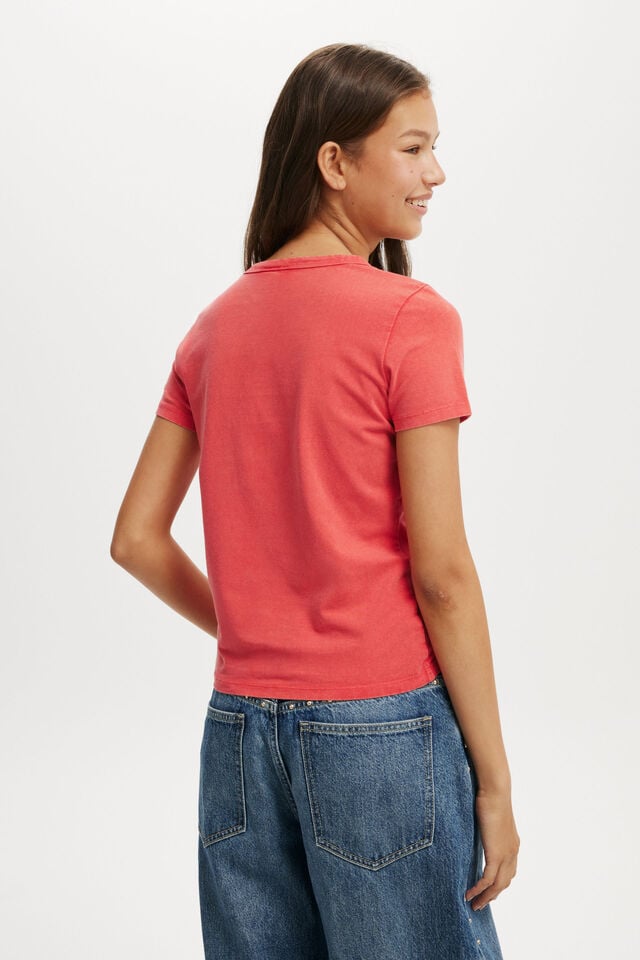 Cotton On Rolling Stones Fitted Longline Tee Lcn Br Rolling Stones Retro Logo /summer Red