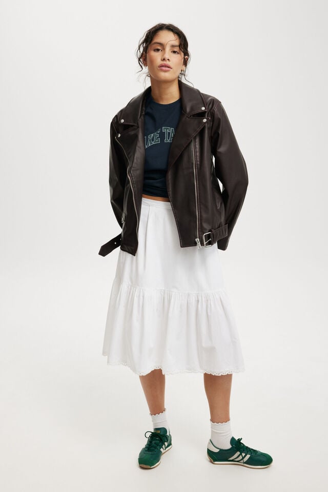 Cotton On Roman Faux Leather Biker Jacket Cherry Choc