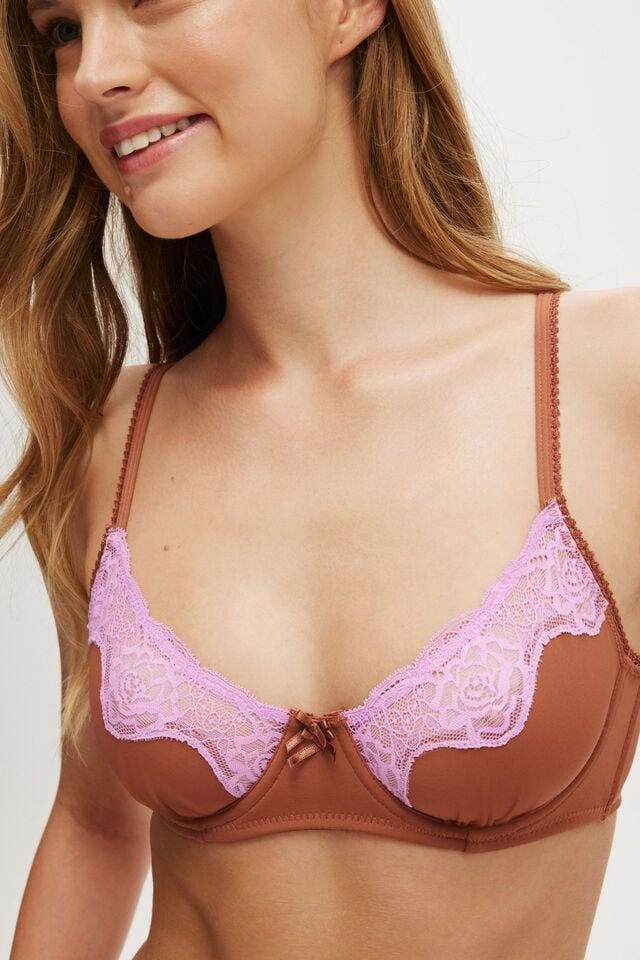Cotton On Sabrina Lace Underwire Bra Caramel Crush/violet Tulle